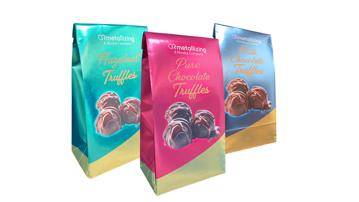 Eyecatching chocolate packaging for the winter season Nissha Metallizing